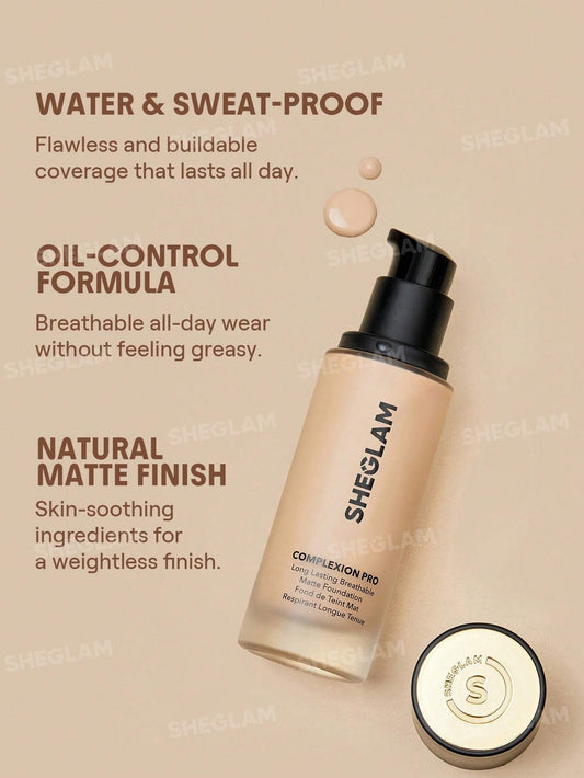 SHEGLAM Complexion Pro Long Lasting Breathable Matte Foundation-Shell