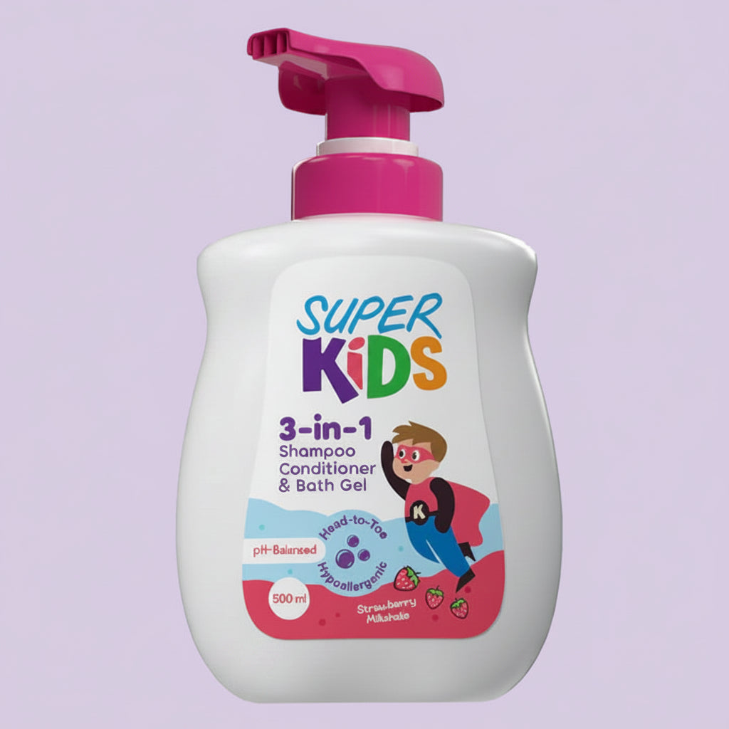 Superkids 3 In 1 Strawberry Milkshake Shampoo 500 ml